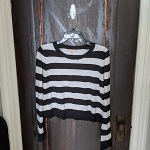 Black/white striped crop sweater